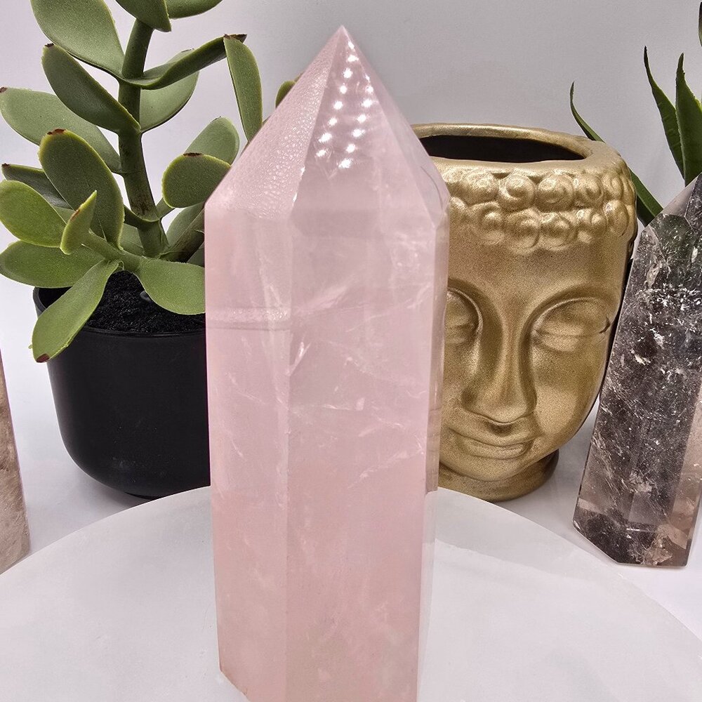 Premium Rose Quartz Tower — Gentle Heart-Healing Energy ✨